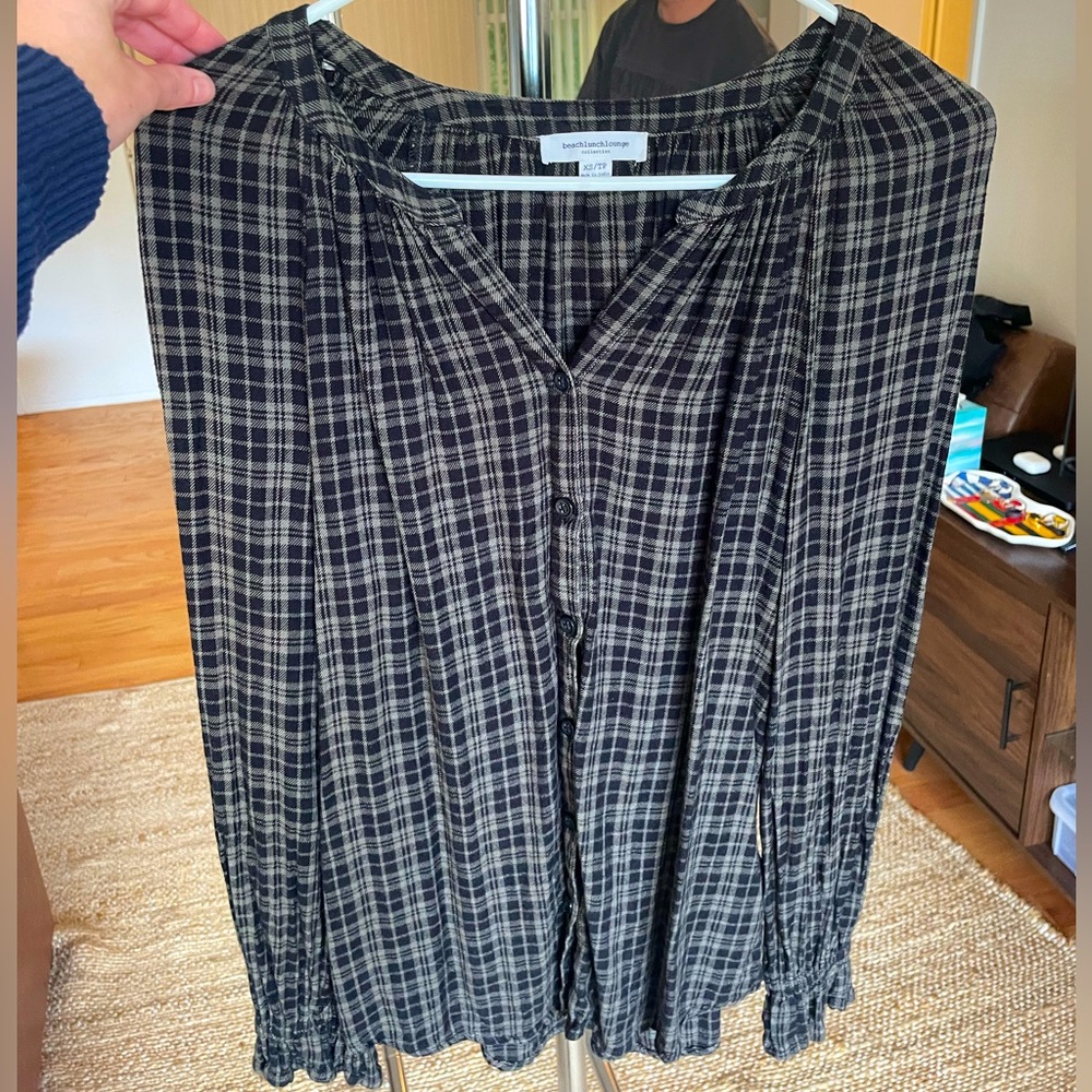 Beach Lunch Lounge cute button down plaid shirt